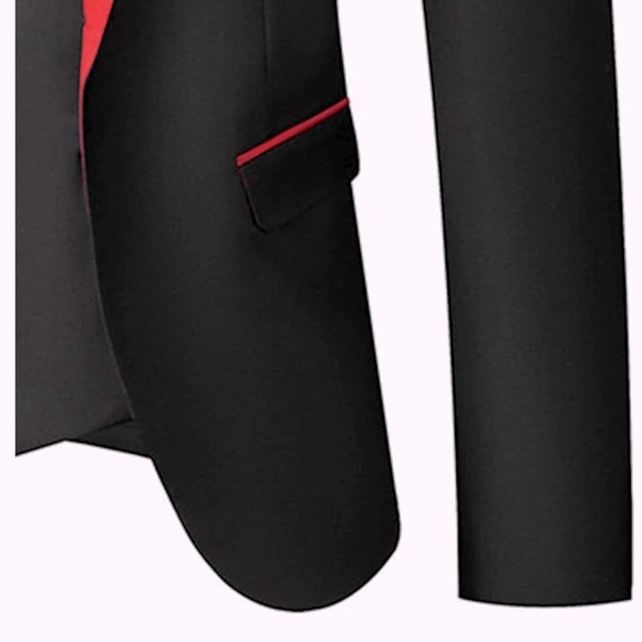 Tuxedo Suit | Black & Burgundy | 3 Piece | Size Large - Picture 5 of 7